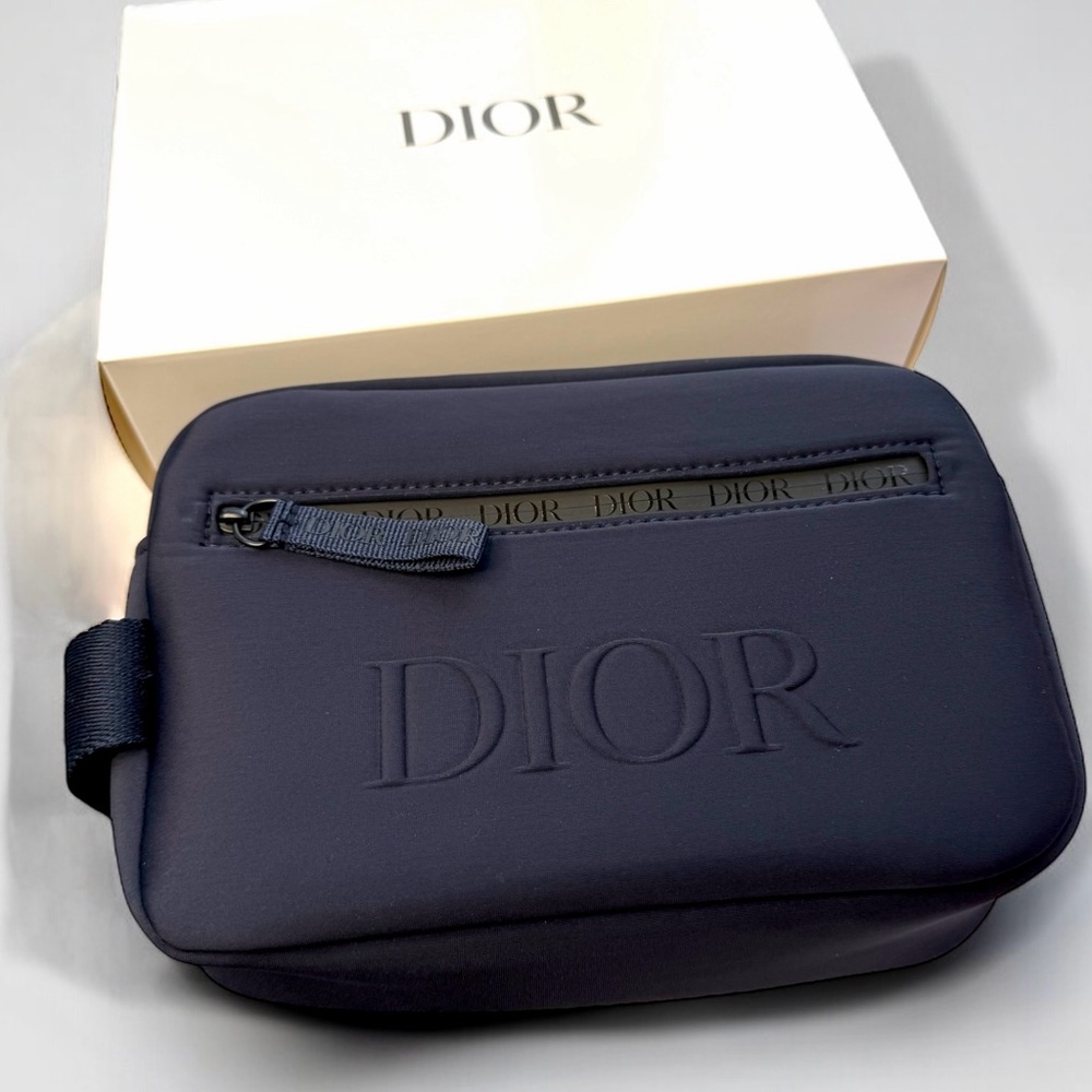Dior Navy Blue Cosmetic Bag / Travel Pouch – Rare & NWT with Box